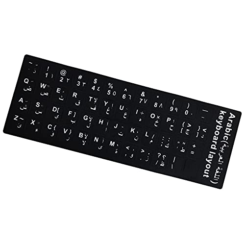 Tastatur-Aufkleber mit schützender nicht abfärbender Tastatur-Aufkleber, universeller mehrsprachiger Tastatur-Aufkleber, wasserdicht und tragbar, 10 schwarze Basis, weiße Buchstaben von Worparsen