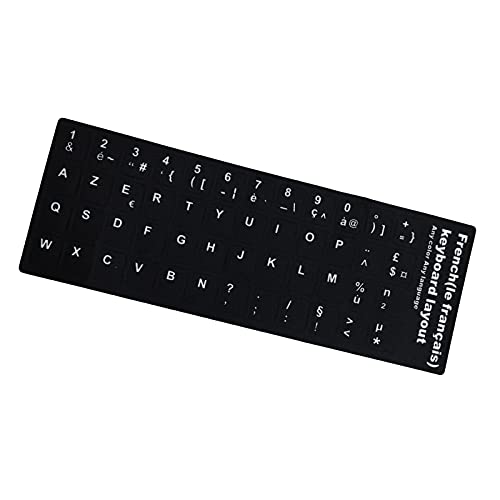 Tastatur-Aufkleber mit schützender nicht abfärbender Tastatur-Aufkleber, universeller mehrsprachiger Tastatur-Aufkleber, wasserdicht und tragbar, 11 schwarze Basis, weiße Buchstaben von Worparsen