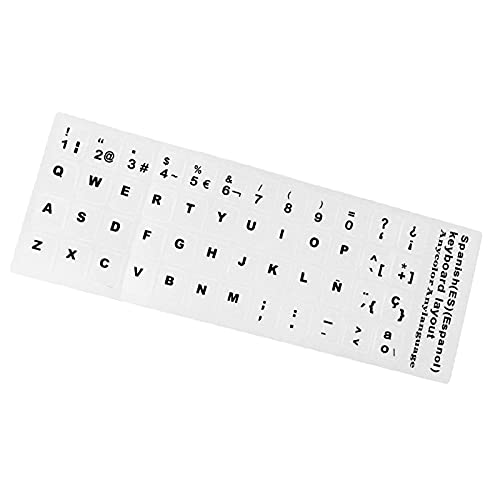 Tastatur-Aufkleber mit schützender nicht abfärbender Tastatur-Aufkleber, universeller mehrsprachiger Tastatur-Aufkleber, wasserdicht und tragbar, 6 weiße Basis, schwarze Buchstaben von Worparsen
