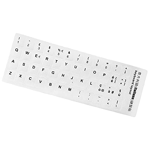 Tastatur-Aufkleber mit schützender nicht abfärbender Tastatur-Aufkleber, universeller mehrsprachiger Tastatur-Aufkleber, wasserdicht und tragbar, 9 weiße Basis, schwarze Buchstaben von Worparsen