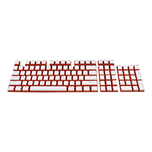 Worparsen 104 Teile/satz Dual Farben Universal Tastenkappen, Universal PBT Verschleißfeste Mechanische Tastatur Tastenkappen, Bunte Langlebige Wasserdichte Tastenkappen-Weiß+Orange Rot von Worparsen