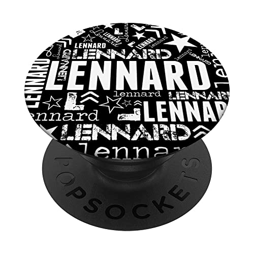 Lennard Vorname Name Jungen Wort Wolke Art Schwarz Weiß PopSockets mit austauschbarem PopGrip von Wortwolke Personalisierte L Jungennamen Designs