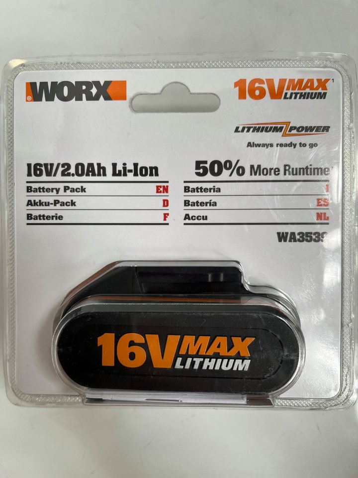 Worx Worx Ersatzakku 16V 2,0 Ah WA3539 Original Akku 2000 mAh (16 V) von Worx