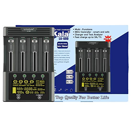 18650 Akku Ladegerät LiitoKala Lii-600 mit LCD-Touch-Display, AA Batterieladegerät mit 4 Schacht inklusive 12V5A Adapter für Li-Ion/NI-MH/NI-Cd 14500 21700 AA AAA usw 18650 Akku Ladegerät LiitoKala Lii-600 mit LCD-Touch-Display, AA Batterieladegerät mit 4 Schacht inklusive 12V5A Adapter für Li-Ion/NI-MH/NI-Cd 14500 21700 AA AAA usw von WoskjXas