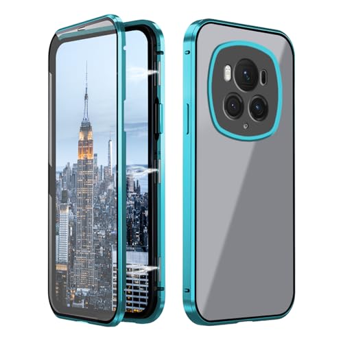 Kompatibel mit Honor Magic 6 Pro Hülle, doppelseitiges Glas, Spiegelschutz, schwarz, Honor Magic 6 Pro Handyhülle Magnetische Adsorption Stoßfest Schutzhülle Luxus Slim Cover (Blau) von Wousunly