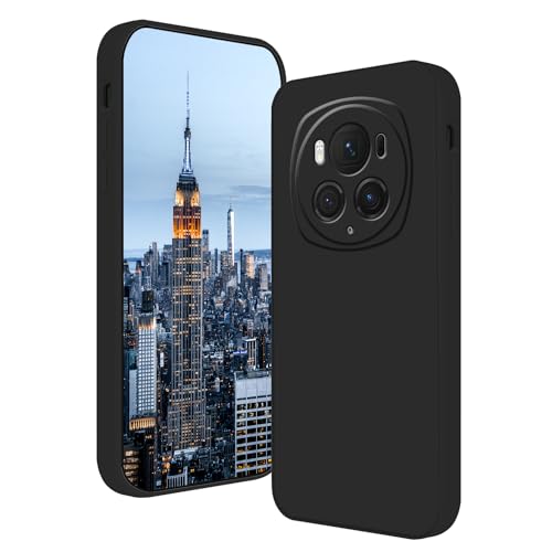 Kompatibel mit Honor Magic 6 Pro Hülle Silikon Liquid Dunkelgrün, Soft Smooth Touch Honor Magic 6 Pro Handyhülle Silikon Stoßfest Dünn Cover (Schwarz) von Wousunly