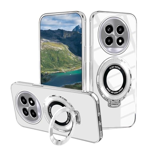 Wousunly Kompatibel mit Honor Magic 7 Pro Hülle mit magnetischem Ständer, für Honor Magic 7 Pro Handyhülle Silikon Transparent Zubehör Funda Stoßfest Luxus Schutzhülle Original Cover (Silber) von Wousunly
