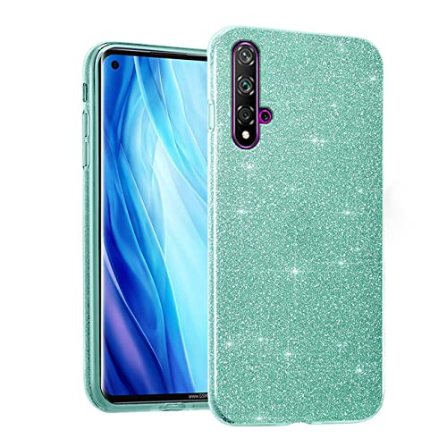 Kompatibel mit Huawei Nova 5T Hülle Silikon TPU Glitzer,Handyhülle Huawei Nova 5T 3 In 1 Dünn Transparent Stoßfeste,Schutzhülle Huawei Nova 5T Kratzfest Anti Rutsch (grün) von Wousunly