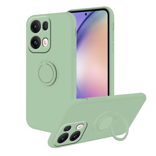 Kompatibel mit Oppo Reno 13 Pro Hülle mit magnetischem Ringständer, Handyhülle für Oppo Reno 13 Pro, Silikon, Ganzkörperabdeckung mit weichem Mikrofaser-Futter (grün) von Wousunly