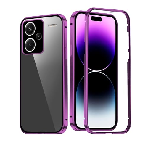 Kompatibel mit Redmi Note 13 Pro Plus Hülle Transparent Magnetische| Handyhülle Xiaomi Redmi Note 13 Pro Plus Stoßfest mit Eingebautem Case |Schutzhülle Redmi Note 13 Pro Plus Durchsichtig (Viola) von Wousunly