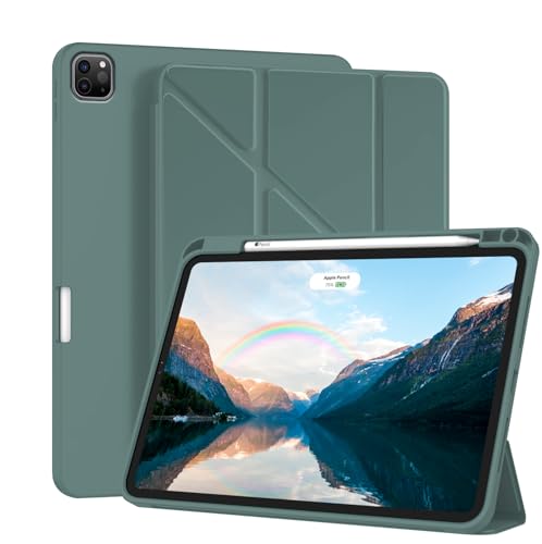 Kompatibel mit Schutzhülle für iPad Air 13 Zoll M3/M2 (2025/2024), ultradünn, Silikon, Schutzhülle mit Standfunktion, stoßfest, Schutzhülle mit automatischer Standby-/Aufweckfunktion (Grün) von Wousunly