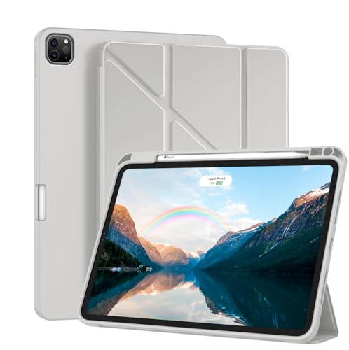 Kompatibel mit Schutzhülle für iPad Pro 13 Zoll 2024 M4, ultradünn, Silikon, Schutzhülle mit Standfunktion, stoßfest, mit automatischer Standby-/Aufweckfunktion (weiß) von Wousunly