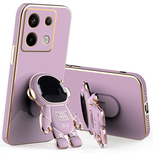 Redmi Note 13 Pro 4G Hülle Silikon Stoßfeste | Handyhülle Xiaomi Redmi Note 13 Pro 4G mit Ständer Astronaut 3D Case | Schutzhülle für Redmi Note 13 Pro 4G Galvanisierte Karikatur Dünn (Viola) von Wousunly