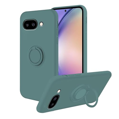 Schutzhülle für Google Pixel 9a mit magnetischem Ring, Silikon, stoßfest, dünne Schutzhülle für Google Pixel 9a (dunkelgrün) von Wousunly