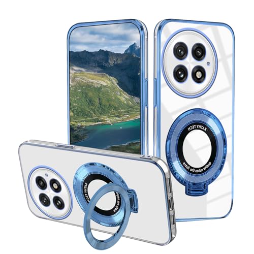 Wousunly Clear Case Kompatibel mit OnePlus 13, Handyhülle für OnePlus 13 mit Magnetringhalter Ständer, Slim Silikon Stoßfest Transparent Handyhülle (Blau) von Wousunly