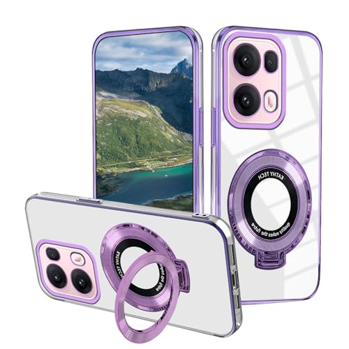 Wousunly Clear Case Kompatibel mit Oppo Reno 13 Pro, Handyhülle für Oppo Reno 13 Pro mit Magnetring-Halter Ständer, Slim Silikon Stoßfest Durchsichtige Handyhülle (Lila) von Wousunly