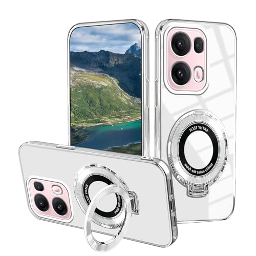 Wousunly Clear Case Kompatibel mit Oppo Reno 13 Pro, Handyhülle für Oppo Reno 13 Pro mit Magnetringhalter Ständer, Slim Silikon Stoßfest Durchsichtige Handyhülle (Weiß) von Wousunly