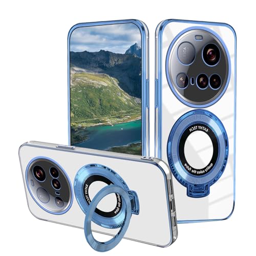 Wousunly Clear Case Kompatibel mit Xiaomi 15 Ultra, Handyhülle für Xiaomi 15 Ultra mit Magnetringhalter Ständer, Slim Silikon Stoßfest Transparent Handyhülle (Blau) von Wousunly