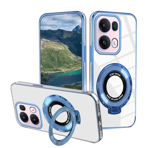 Wousunly Clear Hülle Kompatibel mit Oppo Reno 13 Pro, Handyhülle für Oppo Reno 13 Pro mit Magnetringhalter Ständer, Slim Silikon Stoßfest Durchsichtige Handyhülle (Blau) von Wousunly