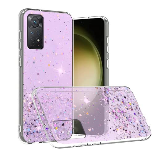 Wousunly Kompatibel Mit Redmi Note 11 Pro Hülle Trasparenter Glitzer, Handyhülle Xiaomi Redmi Note 11 Pro 5G Silikon Durchsichtig Dünn Schutzhülle (Violett) von Wousunly