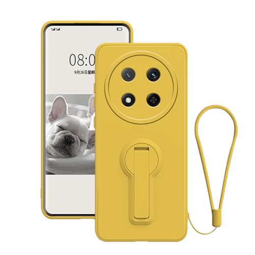 Wousunly Kompatibel mit Honor Magic 7 Lite mit Ständer, Silikon Stoßfeste Handyhülle für Honor Magic 7 Lite mit Band, Weiche Schutzhülle für Mädchen Frauen (Gelb) von Wousunly