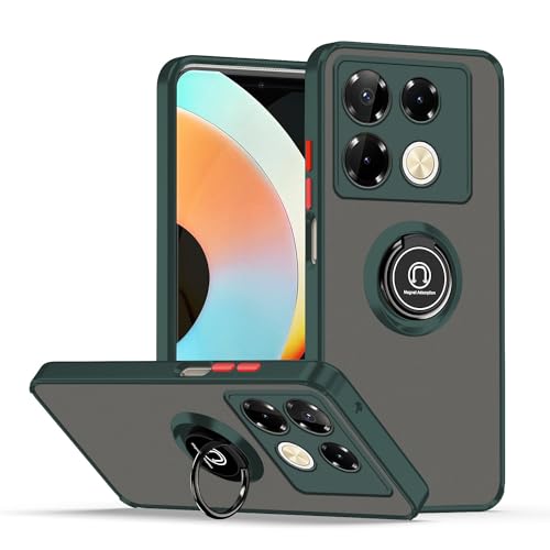 Wousunly Kompatibel mit Infinix Note 40 Pro 5G Hülle, stoßfest, Ganzkörperschutz, Infinix Note 40 Pro 5G, Handyhülle mit Ständer, durchscheinende, matte Rückseite, Silikonhüllen (Dunkelgrün) von Wousunly