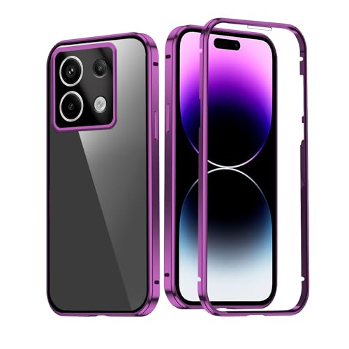 Wousunly Kompatibel mit Redmi Note 13 4G Hülle Transparent Magnetische| Handyhülle Xiaomi Redmi Note 13 4G Stoßfest mit Eingebautem Case |Schutzhülle Redmi Note 13 4G Durchsichtig Full Body (Viola) von Wousunly