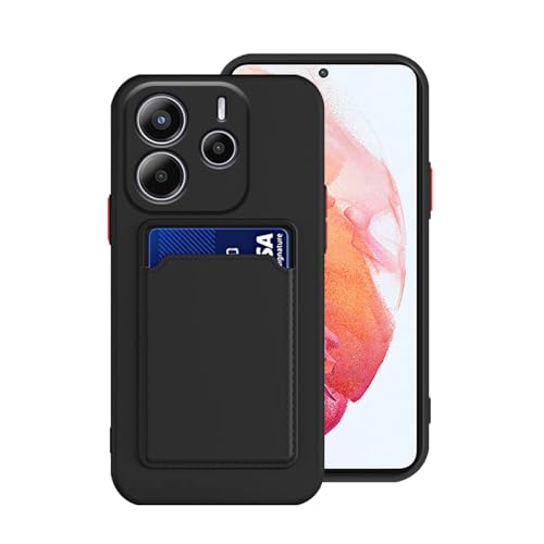 Wousunly Kompatibel mit Redmi Note 14 4G Hülle Silikon, Handyhülle für Xiaomi Redmi Note 14 4G mit Kartenhalter, Ultra Slim Soft Shockproof Cover Ganzkörperschutz mit Kartensteckplatz (Schwarz) von Wousunly
