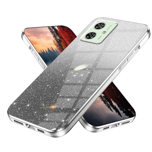 Wousunly Motorola Moto G14 Hülle Silikon Glitzer Überzug Cover |Handyhülle Motorola Moto G14 Trasparenter Stoßfeste Leicht Dünn Case | Schutzhülle Motorola Moto G14 Anti Rutsch (Weiß) von Wousunly