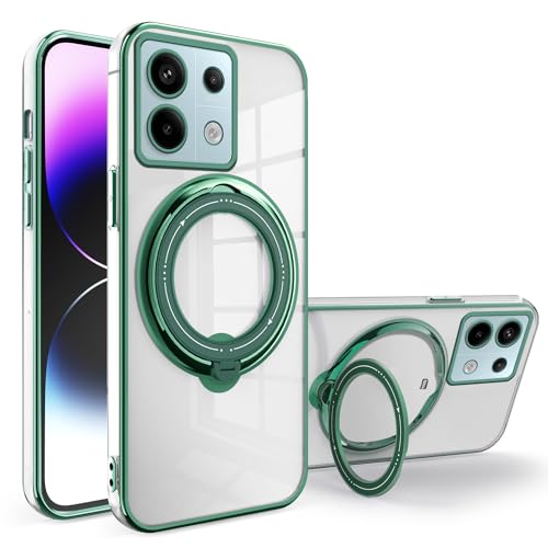 Wousunly Redmi Note 13 Pro 4G Hülle Transparent Silikon Cover|Handyhülle Xiaomi Redmi Note 13 Pro 4G Stoßfest mit Magnetische Ring Case|Schutzhülle für Redmi Note 13 Pro 4G Anti Dünn (Grün) von Wousunly