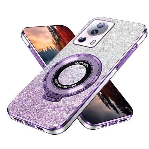 Wousunly für Xiaomi 13 Lite Hülle Silikon Glitzer Cover |Handyhülle Xiaomi 13 Lite mit Magnetische Ring Stoßfeste Leicht Dünn Case | Schutzhülle Xiaomi 13 Lite Anti Rutsch (Viola) von Wousunly