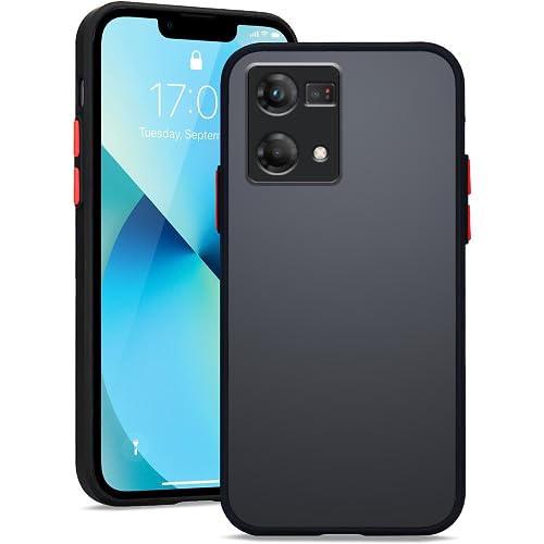Wousunly fü Oppo Reno 7 4G Hülle Trasparenter Silikon PC|Handyhülle Reno 7 4G Stoßfeste Dünn Case|Schutzhülle für Oppo Reno 7 4G Durchsichtig Anti Rutsch (schwarz) von Wousunly
