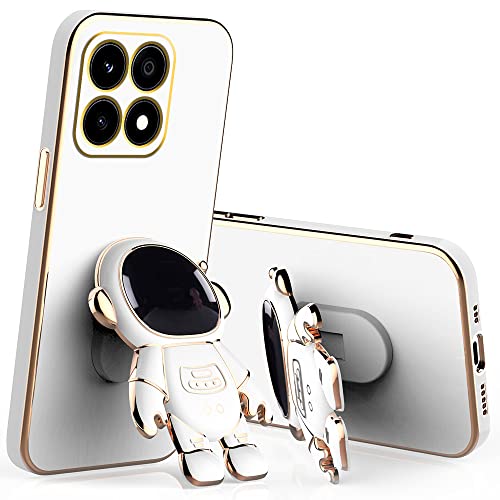 Wousunly für Honor X8A Hülle Silikon Stoßfeste TPU | Handyhülle Honor X8A Ultra mit Ständer Astronaut 3D Case | Schutzhülle für Honor X8A Galvanisierte Karikatur Dünn Kratzfest (Weiß) von Wousunly