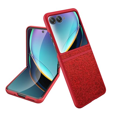 Wousunly für Motorola Razr 40 Ultra Hülle Glitzer Silikon TPU | Handyhülle Motorola Razr 40 Ultra Dünn Stoßfeste Case | Schutzhülle Motorola Razr 40 Ultra Kratzfest Anti Rutsch (rot) von Wousunly