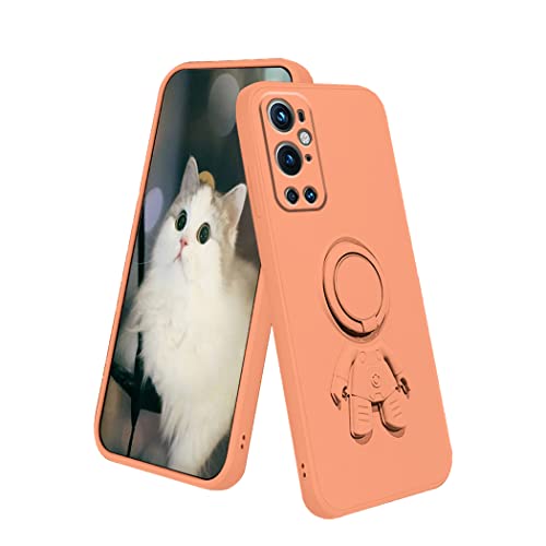 Wousunly für Oneplus 9 Pro Hülle Silikon mit Ring Ständer Astronaut| Handyhülle Oneplus 9 Pro Stoßfeste Dünn Case Kratzfeste Schutzhülle Oneplus 9 Pro Anti Rutsch (Arancione) von Wousunly
