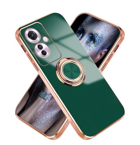 Wousunly für Oppo Reno 11F 5G Hülle Silikon TPU | Handyhülle Oppo Reno 11F 5G Stoßfesten Ultra Dünn Überzug Case | Schutzhülle für Oppo Reno 11F 5G mit Magnetische Ring (Dunkles nachtgrün) von Wousunly