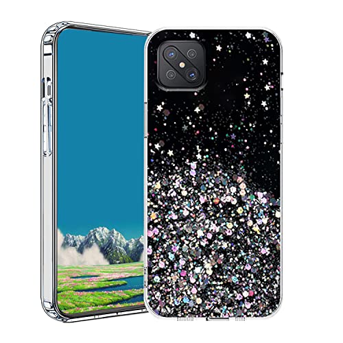 Wousunly für Oppo Reno 4Z 5G Hülle Trasparenter Glitzer | Handyhülle Reno 4Z 5G Silikon Durchsichtig Case | Schutzhülle Oppo Reno 4Z 5G Dünn (Schwarz) von Wousunly