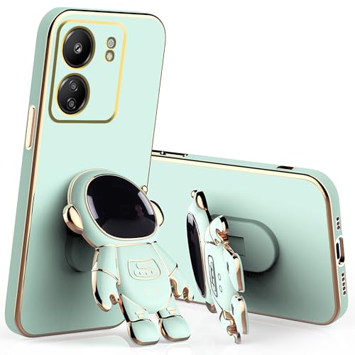 Wousunly für Poco C65 Hülle Silikon Stoßfeste TPU | Handyhülle Xiaomi Poco C65 mit Ständer Astronaut 3D Case | Schutzhülle für Poco C65 Galvanisierte Karikatur Dünn Kratzfest (grün) von Wousunly