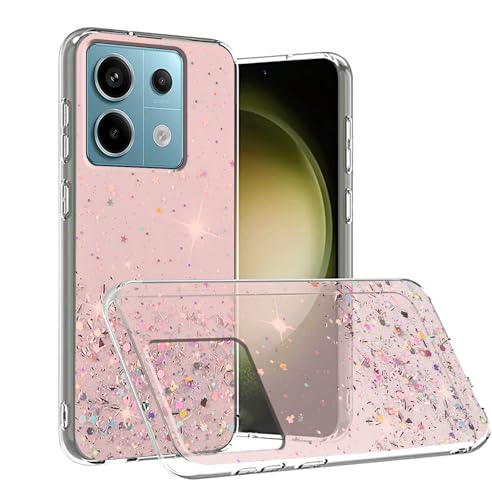 Wousunly für Redmi Note 13 Pro 4G Hülle Trasparenter Glitzer | Handyhülle Xiaomi Redmi Note 13 Pro 4G Silikon Durchsichtig Case | Schutzhülle Redmi Note 13 Pro 4G Dünn (Rosa) von Wousunly