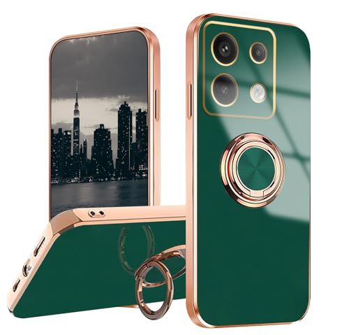 Wousunly für Redmi Note 13 Pro 5G Hülle Silikon| Handyhülle Xiaomi Redmi Note 13 Pro Stoßfesten Ultra Dünn Überzug Case mit Magnetische Ring (Dunkles nachtgrün) von Wousunly