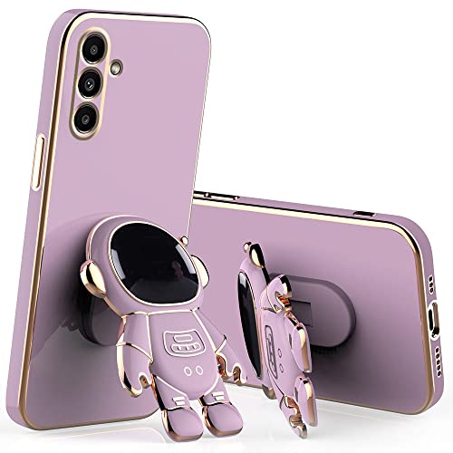 Wousunly für Samsung A25 5G Hülle Silikon Stoßfeste | Handyhülle Samsung Galaxy A25 5G mit Ständer Astronaut 3D Case | Schutzhülle für Samsung A25 5G Galvanisierte Karikatur Dünn Kratzfest (Viola) von Wousunly