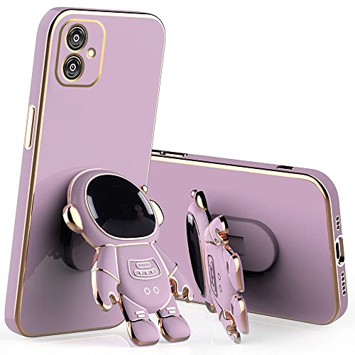 Wousunly für Samsung Galaxy A04 Hülle Silikon Stoßfeste TPU | Handyhülle Samsung A04 mit Ständer Astronaut 3D Case | Schutzhülle für Samsung Galaxy A04 Galvanisierte Karikatur Dünn Kratzfest (Viola) von Wousunly