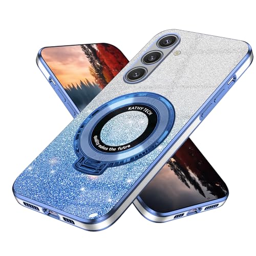 Wousunly für Samsung S25 Hülle Silikon Glitzer Cover |Handyhülle Samsung Galaxy S25 mit Magnetische Ring Stoßfeste Leicht Dünn Case Anti Rutsch (Blau) von Wousunly