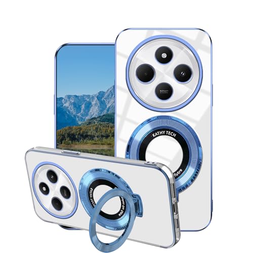 Wousunly für Vivo X200 Hülle Trasparenter Silikon Mit Magnet Ring Ständer|Handyhülle Vivo X200 Durchsichtig Stoßfeste Galvanik Case|Schutzhülle Vivo X200 Dünn Kratzfest (Blau) von Wousunly