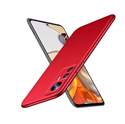 Wousunly für Xiaomi 12T Pro Hülle Ultra Dünn Stoßfeste| Handyhülle Xiaomi 12T Pro Silikon TPU Mattem Finish Case|Schutzhülle für Xiaomi 12T Pro Schutz Hardcase Anti Rutsch (rot) von Wousunly