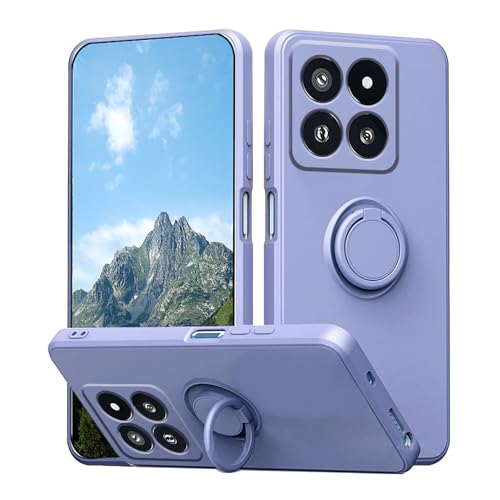Wousunly für Xiaomi 14 Hülle Silikon mit Ring Halter | Handyhülle Xiaomi 14 Flexibel TPU Case | Schutzhülle für Xiaomi 14 Dünn Stoßfeste (Violett) von Wousunly