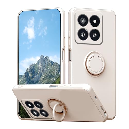 Wousunly für Xiaomi 14 Hülle Silikon mit Ring Halter | Handyhülle Xiaomi 14 Flexibel TPU Case | Schutzhülle für Xiaomi 14 Dünn Stoßfeste (Weiß) von Wousunly