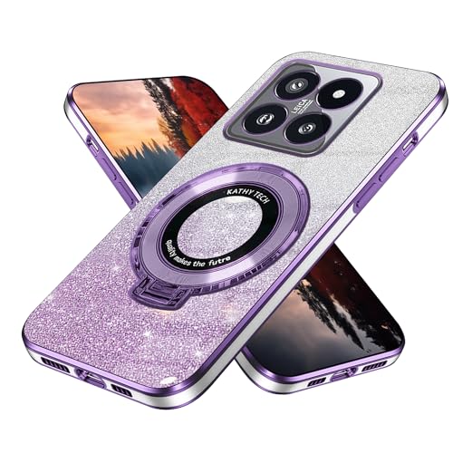 Wousunly für Xiaomi 14T Hülle Silikon Glitzer Cover |Handyhülle Xiaomi 14T mit Magnetische Ring Stoßfeste Leicht Dünn Case Anti Rutsch (Viola) von Wousunly