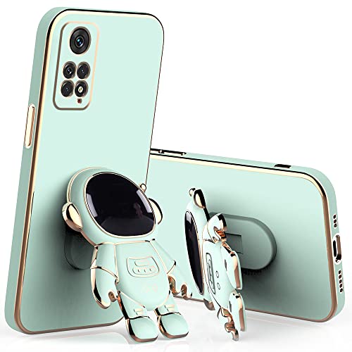 Wousunly für Xiaomi Redmi Note 11 Pro Hülle Silikon Stoßfeste TPU | Handyhülle Xiaomi Redmi Note 11 Pro 5G mit Ständer Astronaut 3D Galvanisierte Karikatur Dünn Kratzfest Case (grün) von Wousunly