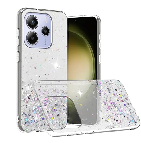 Wousunly für Xiaomi Redmi Note 14 4G Hülle Trasparenter Glitzer | Handyhülle Redmi Note 14 4G Silikon Durchsichtig Case Dünn (Klar) von Wousunly